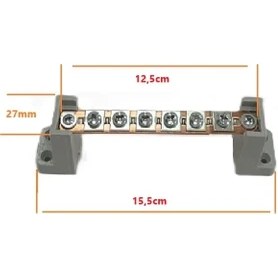Resim Meepo 6 Vidalı 12 Girişli Faz Nötr Toprak Barası Ayaklı Bakır 15 x 1,5 mm 80 Amper 5V - 400V AC / DC 