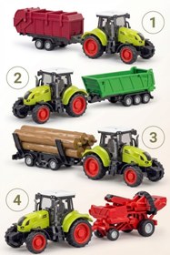 Resim viyolmarketim 4’lü Oyuncak Traktör Seti – Römorklu Çiftlik Araçları – 24.5 cm Tarım Aracı Oyuncak | 3+ Yaş 