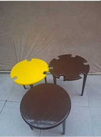 Resim Zigon Dümen Sehpa 90610 Yuvarlak Model Kayın Torna Parlak Sarı Ceviz Uyumu Sarı 