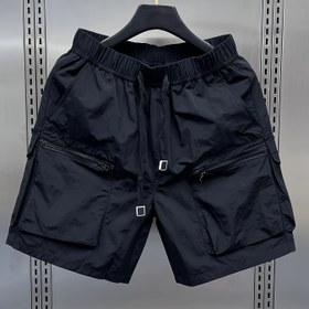 Resim Erkek Japon Retro Kargo Şort, Casual Geniş Uygun, Orta Bel, Çok Cebi, Düz Renk, Polyamid 100%, Esnek Olmayan Kumaş, Hafif 160g/m², Yürüyüş ve Outdoor Aktiviteler için 
