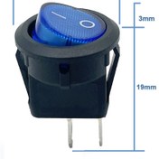 Resim Genel Markalar 16mm Yuvarlak 2 Pin Anahtar Switch Mini Buton Mavi Plastik Açma Kapama On / Off 3A 250V 3A 250V 