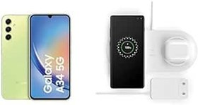 Resim Samsung Galaxy A34 Akıllı Cep Telefonu 5G 8 GB RAM, 128 GB Depolama, Açık Yeşil ve Belkin Kablosuz 10 W Çiftli Şarj Cihazı, Beyaz 