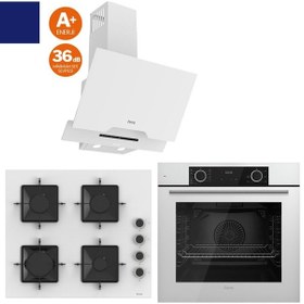 Resim Ferre Silenart Yeni Seri QBL62CB + SS206 + D064 -SA Ultra Sessiz Beyaz Ankastre Set 