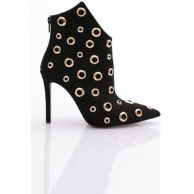 Resim Dgn 1122 Kadin Çember Desenli Topuklu Bot 1122-2125-R1680 Siyah 