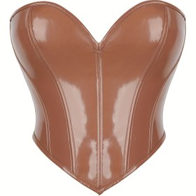 Resim Katı Straplez Korse Büstiyer, Karın Kontrolü Bağcıklı Jakarlı Vücut Şekillendirici, Kadın İç Çamaşırı ve Shapewear 