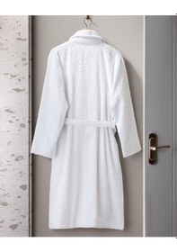 Resim Madame Coco Bernay %100 Pamuk Jakarlı Unisex Şalyaka Bornoz - Gri - Natural Koleksiyon Born0000000062 S - M Gri 