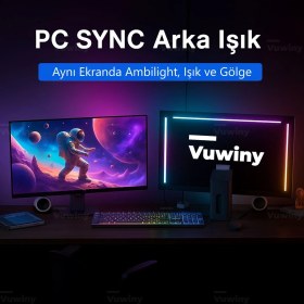 Resim Bilgisayar Monitör Görüntüye Duyarlı Sync Neon Ambilight LED Aydınlatma (32" Inç) 