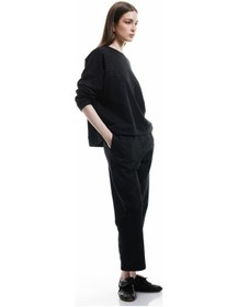 Resim Koton Şardonlu Üç İplik Beli Lastikli Nervürlü Cepli Parıltılı Eşofman Altı Siyah 5sak30085ek Siyah 