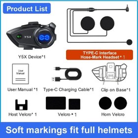 Resim Yeni Bluetooth 5.1 Motosiklet Kask Interkom Kulaklık 4 Rider Grubu 1000 M Çift 1pc Y5x Soft Mic 