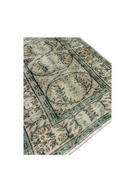 Resim El Dokuma Eskitme Halı 82x274 Yeşil Vintage Yolluk Yün Kök Boya Yeşil 