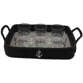 Resim Viski Bardaklı Tepsi | Siyah 