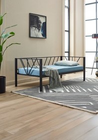 Resim Unimet Alchera Daybed Tek Kişilik Sedir Metal Karyola Siyah 