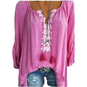 Resim Reedark 2021 Yaz Yeni Desenli Büyük Beden Kadın Gömlek, Pudra Renkli, Kolları Kaldırabilir, Dokusu Yumuşak, 4xl Stokta Diğer 