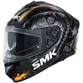 Resim Smk Typhoon Reptile Siyah-gri-turuncu Dragon Kapalı Kask Güneş Vizörlü 