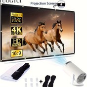 Resim 120 İnç 4K HD Projektör Ekranı - Katlanabilir, Kırışıklık Olmayan & Yıkanabilir, Çift Taraflı Ev Sineması & Arka Bahçe Partileri İçin 
