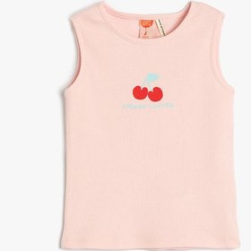 Resim Kız Bebek Atlet Kolsuz Bisiklet Yaka Fitilli Baskılı Pamuklu 