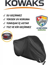 Resim KOWAKS RKS Easy Pro 50 Arka çanta Uyumlu Motosiklet Brandası, Motor Brandası, Siyah (Kilit Uyumlu) 