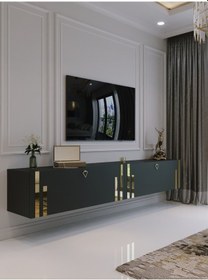 Resim Duvara Monte Tv Sehpası Antrasit Gold G6300-4 