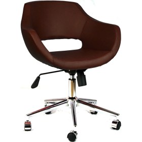 Resim Bluetick Kahverengi Home Office Çalışma Koltuğu Suni Deri Metal Ayaklı Ofis Çalışma Sandalyesi TR1007 