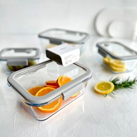 Resim Neoflam Fika Glace Vakumlu Cam Saklama Kabı Gri 5 Parça Set 