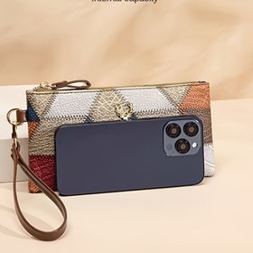 Resim Bayanlar Gecelik Çantası Mini Clutch Yeni Küçük Kare Çanta Retro Küçük Çanta Çok Yönlü Fermuarlı Çanta Uzun Cüzdan Kadın Modası Renk Eşleştirme Cep Telefonu 