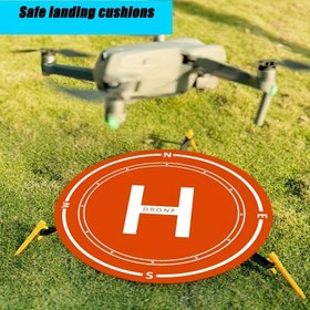 Resim 1 Adet Katlanabilir Drone İniş Pedi H-Tasarımı - Kırmızı & Beyaz Yüksek Görünürlüklü Güvenlik İşaretlemeleri, DJI Dronlar & RC Quadcopters için Hassas Kontrol, Pusula Yön Göstergeli Taşınabilir Katlanabilir Drone Pist Matı, Dayanıklı Yüzey Malzemesi 