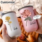 Resim Çiçek Desenli Bireysel İsimli Paslanmaz Çelik Seyahat Bardağı - Sıcak ve Soğuk İçecekler İçin Çift Duvarlı Yalıtımlı Kahve Bardağı, Zarif Mat Bitiş, Tekrar Kullanılabilir, Seyahat, Okul veya Ev Kullanımı İçin Mükemmel, Seyahat İçecekleri | Çiçek Desenli Bardak | Dayanıklı İçecekler 