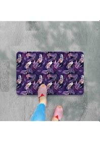 Resim Dijital Baskılı Desenli Dekoratif Dış Kapı Önü Ve Iç Mekan Paspası Yıkanabilir Kaymaz Taban Mor 