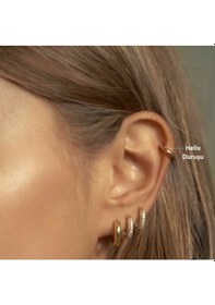 Resim Düz Halka Cerrahi Çelik Helix Tragus Piercing Günlük Renkli 