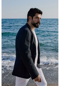 Resim AC&Co / Altınyıldız Classics Erkek Lacı Slim Fit Dar Kesim Mono Yaka Kapak Cepli Gofre Desenli Blazer Ceket Lacı 