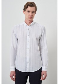 Resim Erkek A. Mavi Keten Dynamic Fit Düğmeli Yaka Gömlek 25ys004016311 A. Mavi A. Mavi 