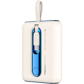 Resim Recci RPB-P12C PD 20W Askı İpli Hızlı Şarj Özellikli Type-C Kablolu Powerbank 22.5W 9000mAh - Beyaz 
