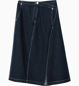 Resim Asimetrik Denim A-Line Lüks Tasarım Kadın Etek - Lacivert / 34-36 