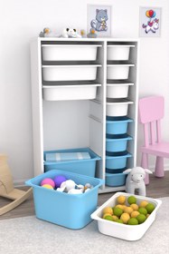 Resim Pratico Rine 14 Sepetli Çok Amaçlı Oyuncak Dolabı Mavi Beyaz 2d4k8u 