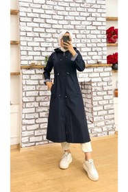 Resim Vibeys Collection Içi Çizgili Ve Kendinden Astarlı Su Geçirmez Kadın Trençkot 
