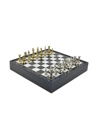 Resim Gifthome Orta Boy Metal İngiliz Satranç Takımı Parlak Ve Mermer Desenli Sandıklı Mdf Tahtası 36x36x6 Cm. 