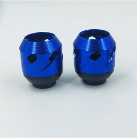 Resim Hightower 1 Çift Mavi Evrensel Ön Arka Amortisör Koruması Motor Çerçeve Kaydırıcı 