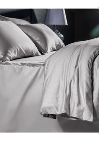 Resim Madame Coco Thalie Çift Kişilik %100 Pamuk Çizgili - 300tc Saten Nevresim Takımı - Gri 8684427207888 Gri 