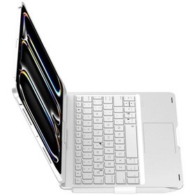 Resim Drnds Newface Apple Uyumlu iPad Pro 11 2024 F11 Ats Kılıf Magic Dönen Klavyeli Tablet Kılıf - Gümüş 