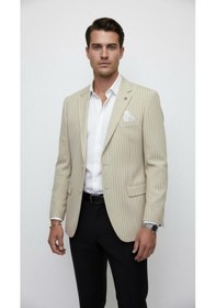 Resim Plus Scorpion Erkek Camel Mono Yaka Tek Düğmeli Blazer Ceket Penye Kumaş, Tek Yırtmaçlı Camel 