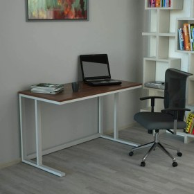 Resim Evka Tekli Desk Çalışma Masası - Mat Beyaz Ayak Ceviz Mdflam 