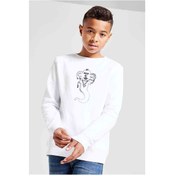 Resim Aladin Lambası Baskılı Unisex Çocuk Beyaz Sweatshirt 