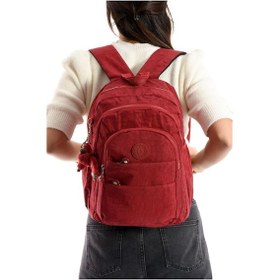 Resim Baginn Kadın Sırt Çantası Çok Cepli 30 25 Cm Hafif Klinkır Kumaş Spor Seyahat Çantası Su İtici Kumaş Bordo 