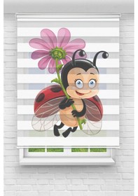 Resim Perdecizade Enxboy Uğur Böceği Dijital Baskılı Zebra Perde-cocuk Odası-stor Perde Pz-735 Renkli 