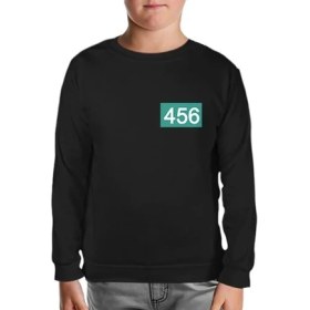 Resim Llord T-Shirt Llordd T-Shirt Squid Game-Number 456 Göğüs Logo Siyah Çocuk SweaT-Shirt 