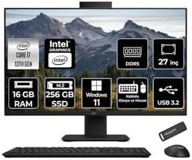 Resim ASUS V470 i7 13620H 16GB 256GB SSD 27" FHD 100Hz W11P All in One Bilgisayar Siyah & PER4 USB Bellek 