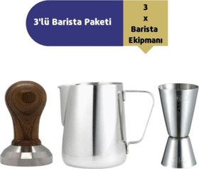 Resim By Tüfekçi 3'Lü Barista Ekipmanı (Jıgger-Tamper-Süt Potu) 