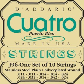 Resim Daddario J96 Puerto Rico Cuatro Seti Akustik Gitar Teli | Silver/Clear Nylon 