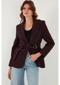 Resim Lela Regular Fit Kruvaze Yaka Kemerli Blazer Bayan Ceket 6839367 Mürdüm 