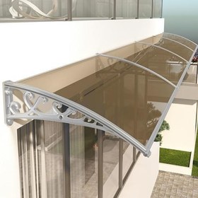 Resim Dış Mekan Tente 47x102 inç, Yağmur için Pencere ve Kapı Kanopisi, Kar, Güneş UV Koruması, Gümüş Braket, Bronz İçi Boş Levha, Veranda ve Güverte için Mükemmel, Dayanıklı Dış Tente 